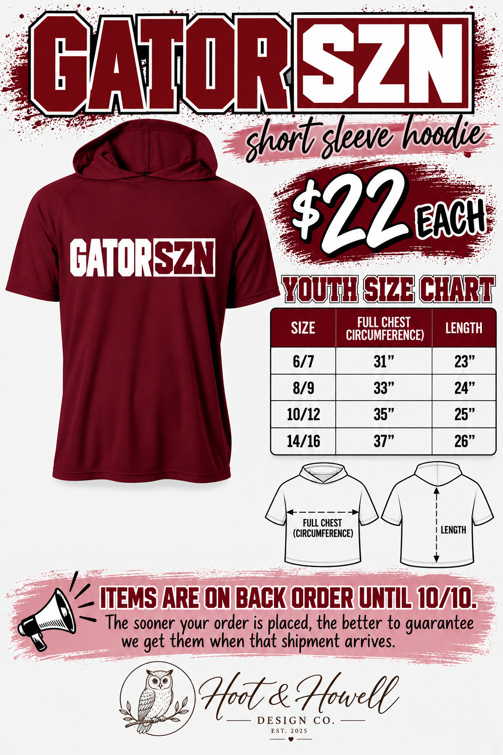 Gator SZN short sleeve hoodie